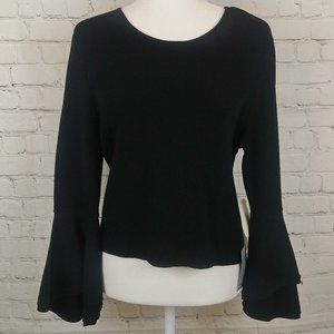 NWT Eliza J. Black Long Bell Sleeve Blouse Size L